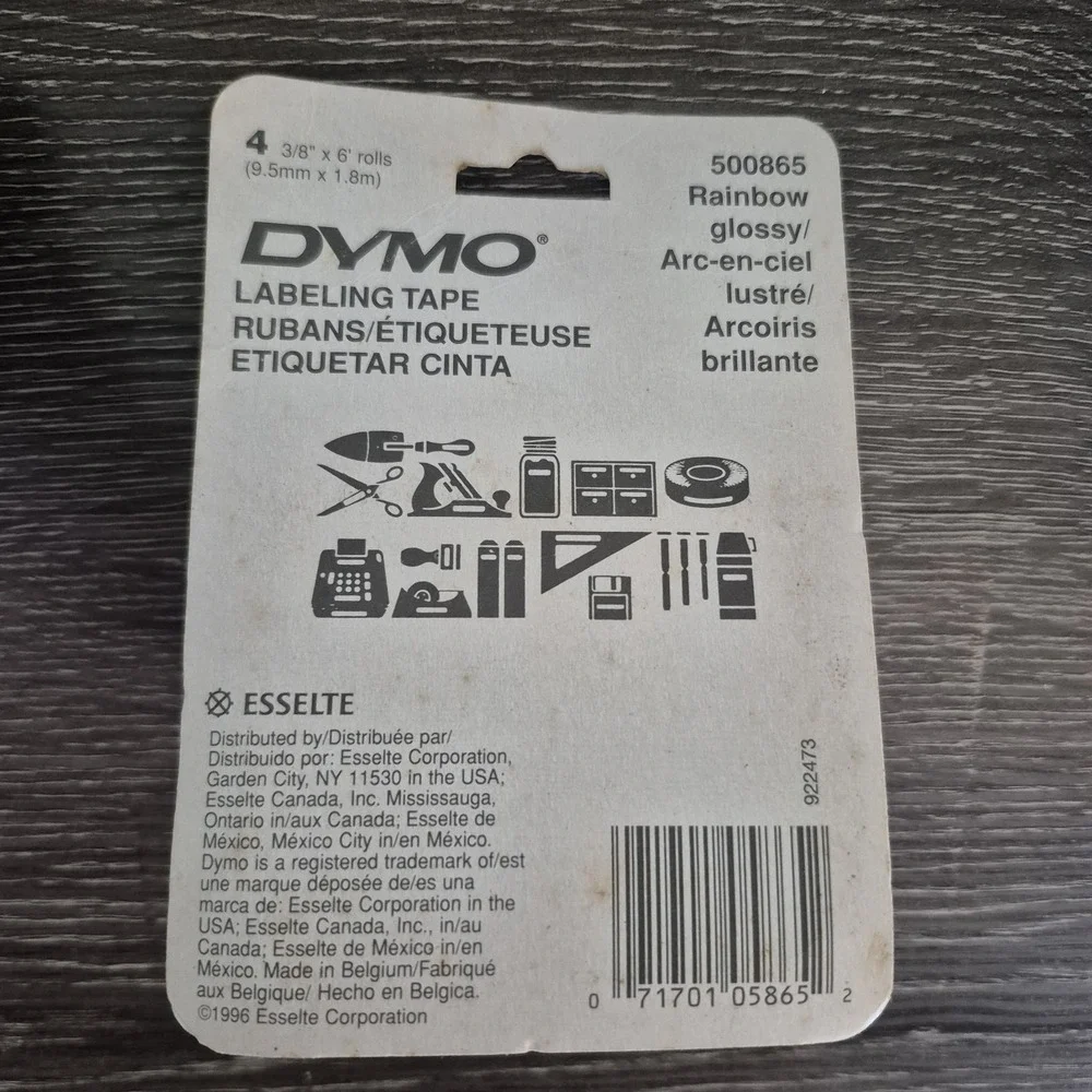 2 Vintage 1996 Dymo Esselte Multi Color Labeling Tape 3/8